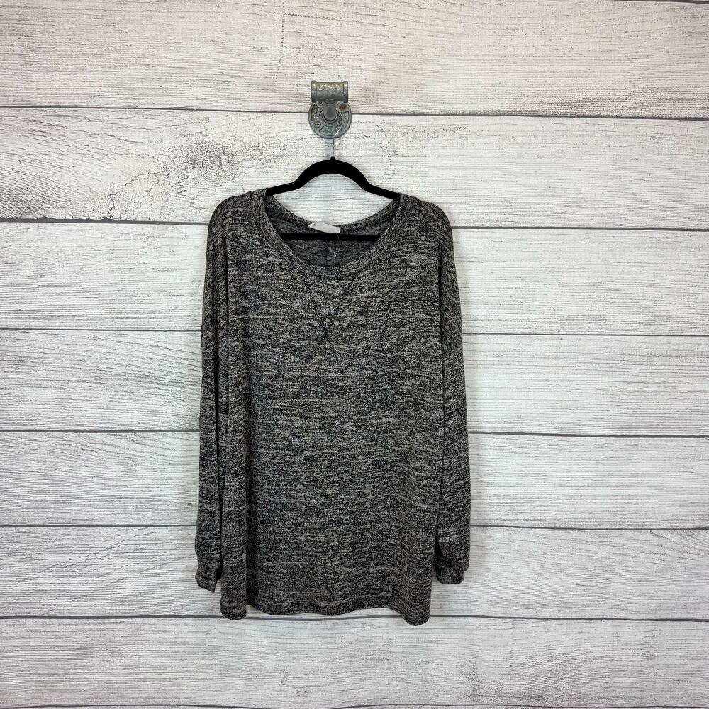Haptics Plus Size Gray Heather Knit Long Sleeve Top Size 2X